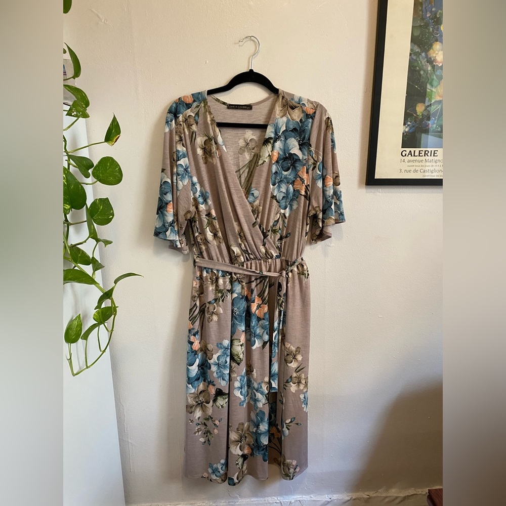 Plus Size - Floral Faux-Wrap Dress